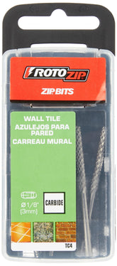RotoZip TC4 carbide zip bits cut ceramic tile edges precisely.