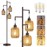 ROTTOGOON Dimmable Boho Floor Lamp with three light modules for flexible living room lighting