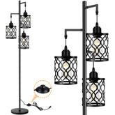 ROTTOGOON industrial floor lamp with three cages elevates living room ambiance.