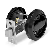 Round Recessed Door Lock in black front view offers a sleek private entry.