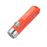RovyVon A1 keychain flashlight turned on showing bright beam for quick illumination