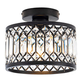 Rpzloila crystal ceiling light with black frame showcases clear shimmer to elevate living room ambiance.