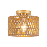 Rpzloila rattan ceiling light full view, ideal for Bohemian style ambiance