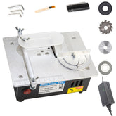 RTOVZON mini table saw side view shows compact build for small workshops and tabletop projects