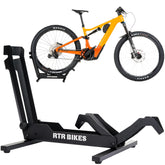RTR BIKES Brutus front view shows sturdy stand supporting heavy bikes up to 66 lbs