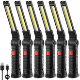 Ruboliy magnetic work light six-pack with hands-free use and magnetic base.