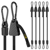 Rugtol adjustable bungee cords with hooks in a versatile cargo setup.