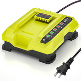 RUIQIU 40V charger front view showing compact design for Ryobi batteries