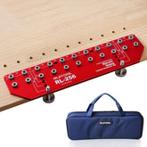 RUITOOL shelf pin jig showing 11-hole drilling capability for quick cabinet setup