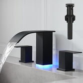 RUMOSE LED bathroom faucet front view in matte black for a modern vanity