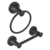 RUMOSE toilet paper holder in matte black, wall-mounted for easy roll access.
