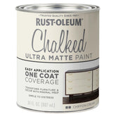 Rust-Oleum Chalked Chiffon Cream bottle shows ultra-matte finish for furniture refresh