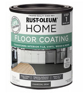 Rust-Oleum Home base coat charcoal gray bottle ready for interior floor refresh on tiles