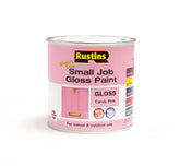 Rustins Small Job Candy Pink gloss paint can for quick touch-ups on small projects
