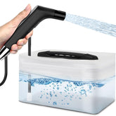 Rutell portable electric bidet with 2.3L tank ready for travel and comfort.