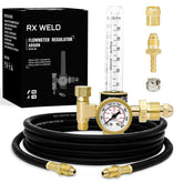RX WELD Argon Regulator Flowmeter side view for precise MIG/TIG gas control.