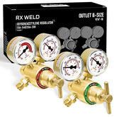 RX WELD oxygen regulator outlet connector for 9/16-18 B-size hoses and secure fit
