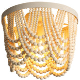 RyaHQ bohemian wood beaded lamp, 3-light ceiling, adds warm ambience to living spaces.
