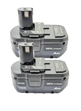 RYOBI 18V ONE+ 4Ah battery in dual-pack for extended run time.