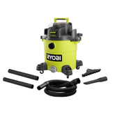 RYOBI 40V 10 Gal vacuum front view, cordless and compact for quick cleanups