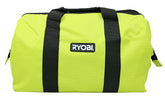 RYOBI green wide-mouth collapsible bag front view with dual handles for easy transport.