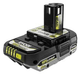 RYOBI PBP003 high-performance 2Ah battery front view for longer runtime.