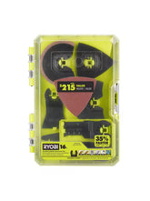 RYOBI 16-piece blade set packaging highlights versatile, adapter-free compatibility