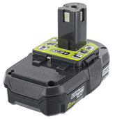 RYOBI P190 battery front view highlighting compact design for easier handling