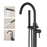 Ryuwanku freestanding bathtub faucet with matte black spout for fast tub filling