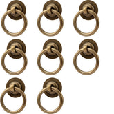 RZDEAL 8-pack antique brass cabinet ring pulls for easy-grip drawers and doors
