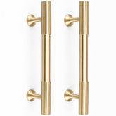 RZDEAL solid brass gold cabinet pull close-up showing brushed finish and premium feel