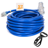 S7 50ft 10-gauge extension cord outdoors for reliable outdoor power use.