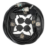 S7 50ft outdoor extension cord with seven outlets for versatile power access.