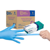 Safe Health nitrile gloves blue case of 1000 with textured fingertips for grip