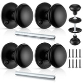 Saillong door knob set with spindle and rosettes, matte black finish for durable interior use