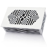 Saillong geometric doorbell cover in white, front view, blends with any decor.