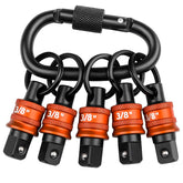 Saipe 5-piece socket holder keychain keeps 3/8 inch sockets organized and accessible.