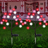 Sakayo Valentine solar lights with heart-branch design brighten outdoor spaces for romantic decor.