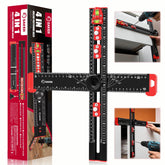 Saker 4-in-1 drilling ruler showing precise alignment for cabinetry