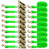 SALUINOKI ratchet strap green, 1.5 inch by 12 ft, 8-pack for cargo security