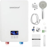 Sanheshun tankless water heater front view for space-saving bathroom setup
