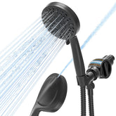 SANISANO shower head matte black front view with versatile spray options