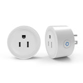 Sanofuturion WiFi Smart Plug 2-pack front view showing compact outlet design for space-saving setup.