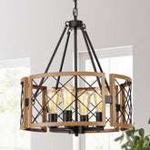 SANTOSTOCK D19 Farmhouse Chandelier over dining table for warm dining ambiance.