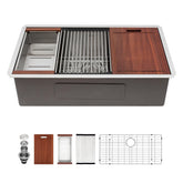Sarlai 33 undermount sink front view in dent-resistant 16-gauge stainless steel.