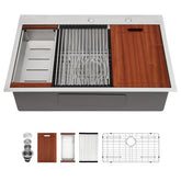 Sarlai Drop-In Sink with front ledge view for extra workspace.