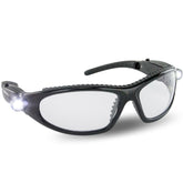 SAS LED Inspector safety glasses with LED-on feature for hands-free light source.