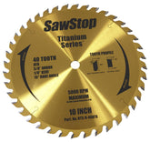 SawStop Titanium Series 40-tooth blade for precise cuts and smooth finishes.