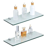 Sayayo bathroom floating shelves full view with modern chrome brackets and ample storage