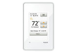 Schluter DITRA-HEAT E-WiFi thermostat front panel with touchscreen control for easy adjustments.